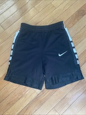 Nike Black Kids' Athletic Shorts with White Swoosh and Side Panels